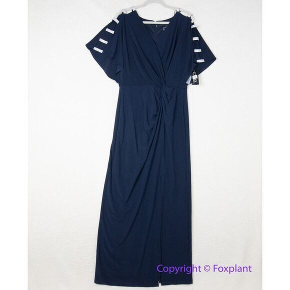 New! Alex Evenings Long Knot Dress with Embellished Short Sleeve,‎ size 14 - Picture 2 of 16